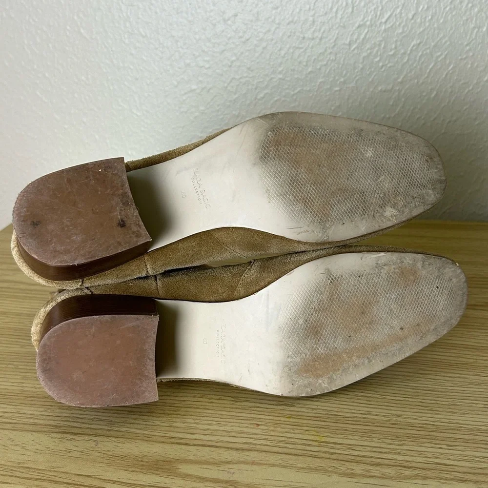 ZARA real suede tan ankle chelsea boots